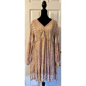 Jaase Bohemian Sunshine Paisley Oversized Lightweight Dress Women's Mieduium
